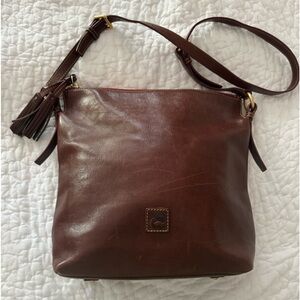 Dooney Bourke Dark Brown Florentine Purse Crossbody Satchel Bag GUC